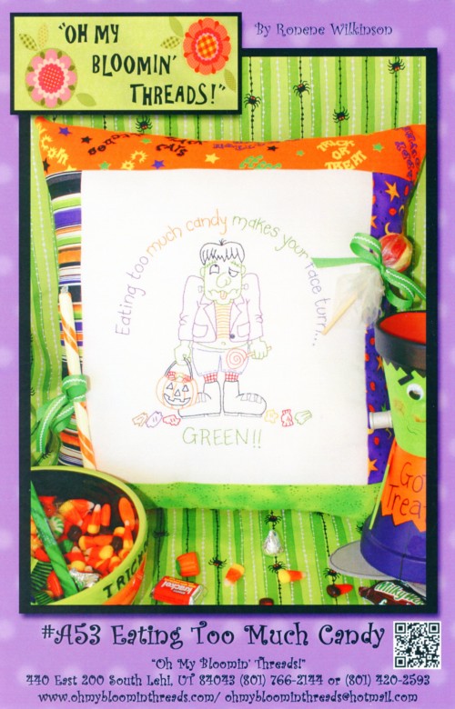 Eating Too Much Candy Embroidery Pattern
