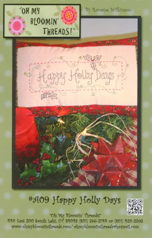 Happy Holly Days Embroidery Pattern