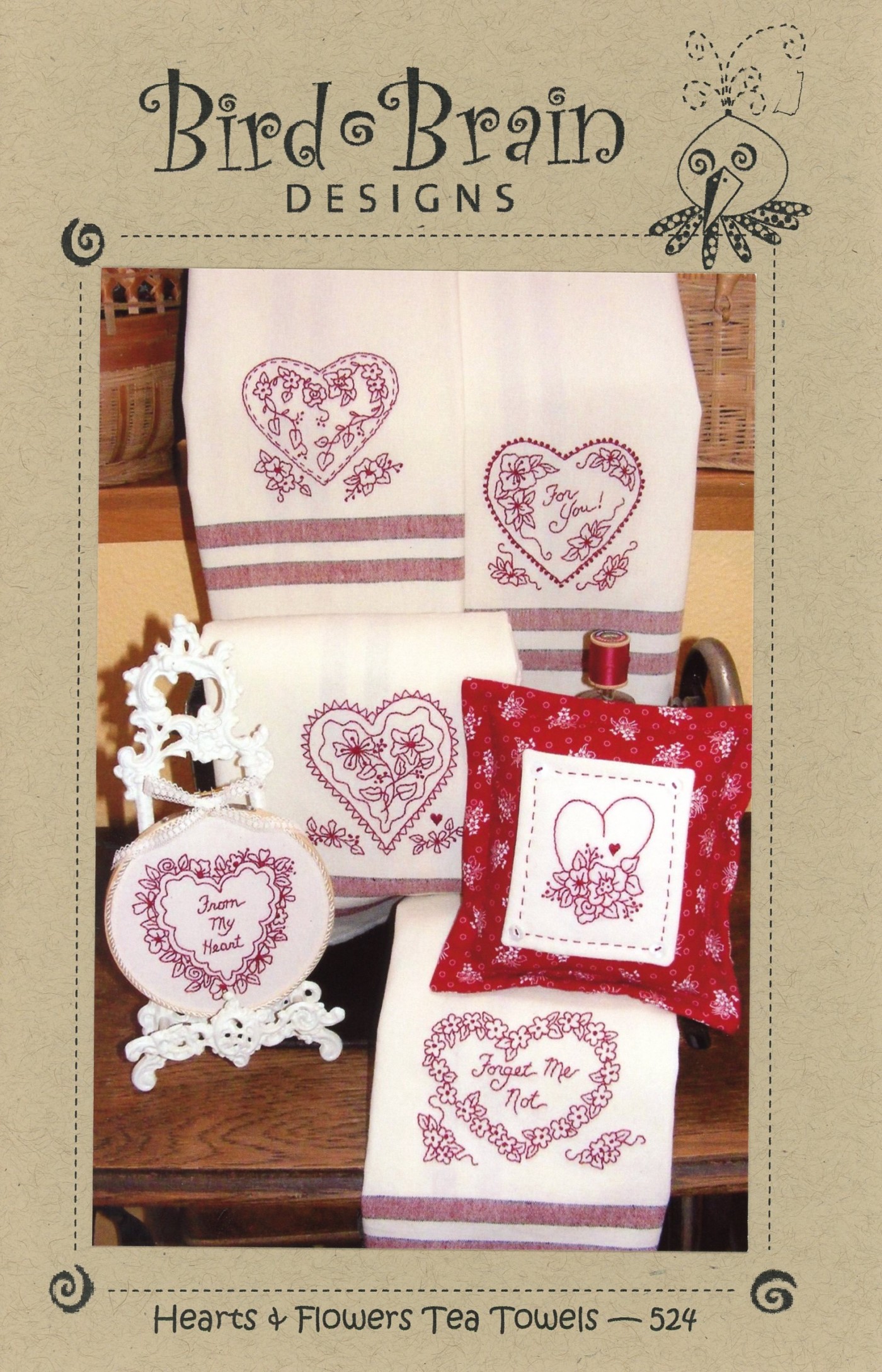 Embroidered tea towels cute flower cart