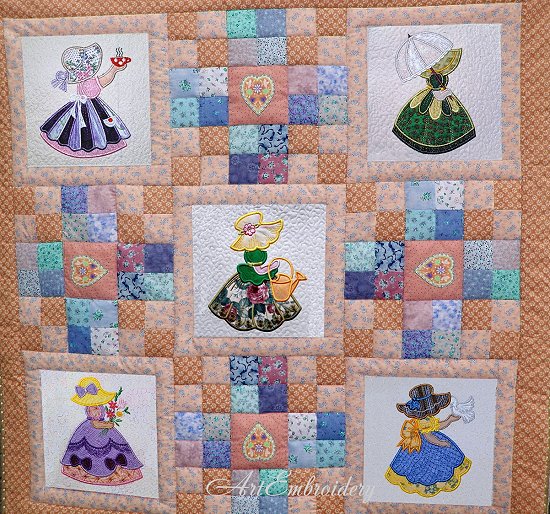 Sunbonnet Sue Quilt Set Embroidery Design Collection By ArtEmbroidery