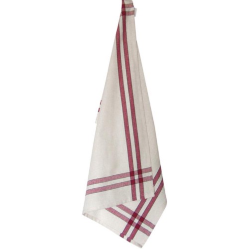 Dunroven House Cream Tea Towels 20" X 28" / Cranberry Stripe