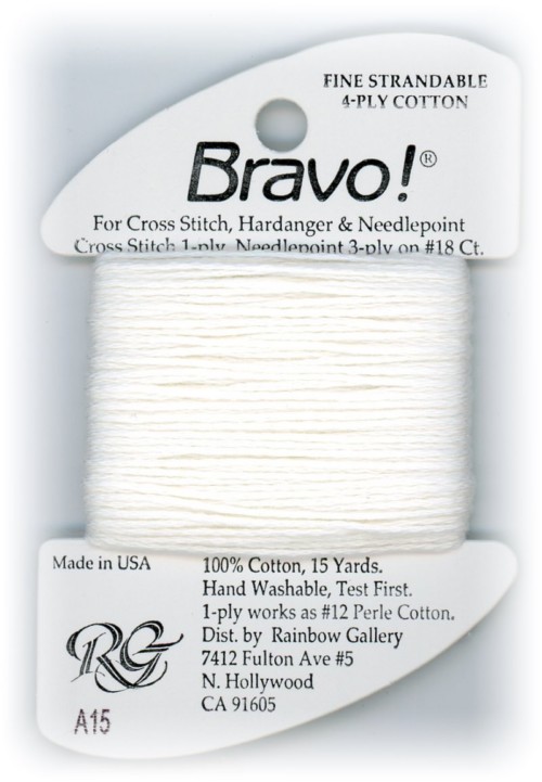 Bravo! Strandable 4 ply cotton floss / A15 White