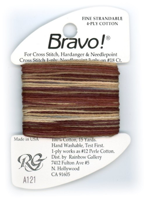 Bravo! Strandable 4 ply cotton floss / A121 Browns