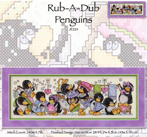 Rub A Dub Penguins Cross Stitch Pattern