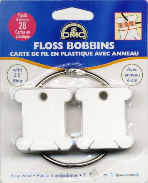 DMC Floss Bobbins 28 pc. Plastic with Metal Ring