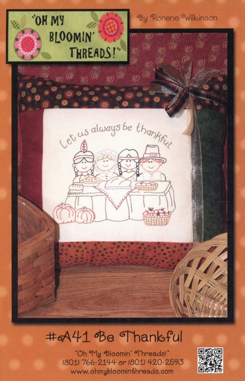 Be Thankful Embroidery Pattern