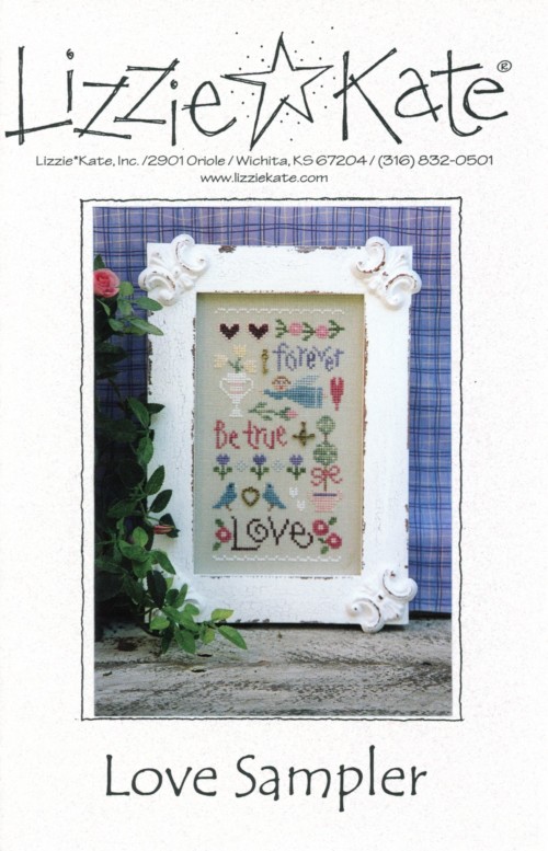 LIZZIE KATE Love Sampler Counted Cross Stitch Pattern~Romantic Cross Stitch Pattern~Valentine Cross Stitch Pattern~True Love Cross Stitch