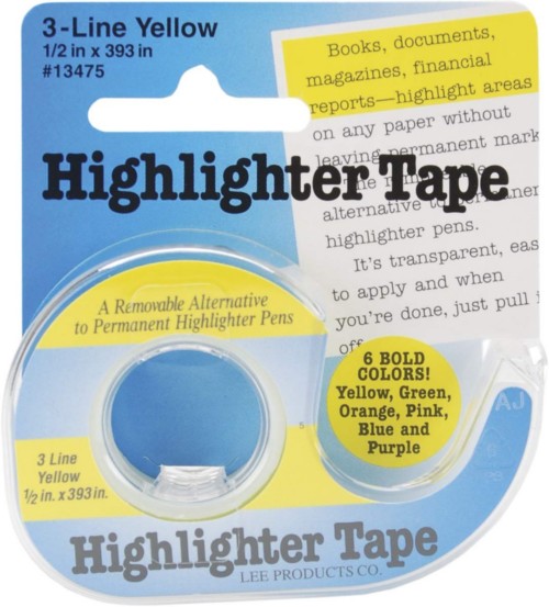 Removable Highlighter Tape / Yellow