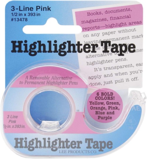 Removable Highlighter Tape / Pink
