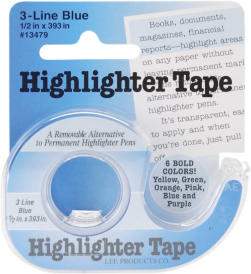 Removable Highlighter Tape / Blue