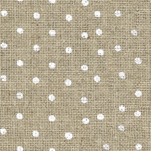 Linen Raw Natural Polka Dots 32 ct
