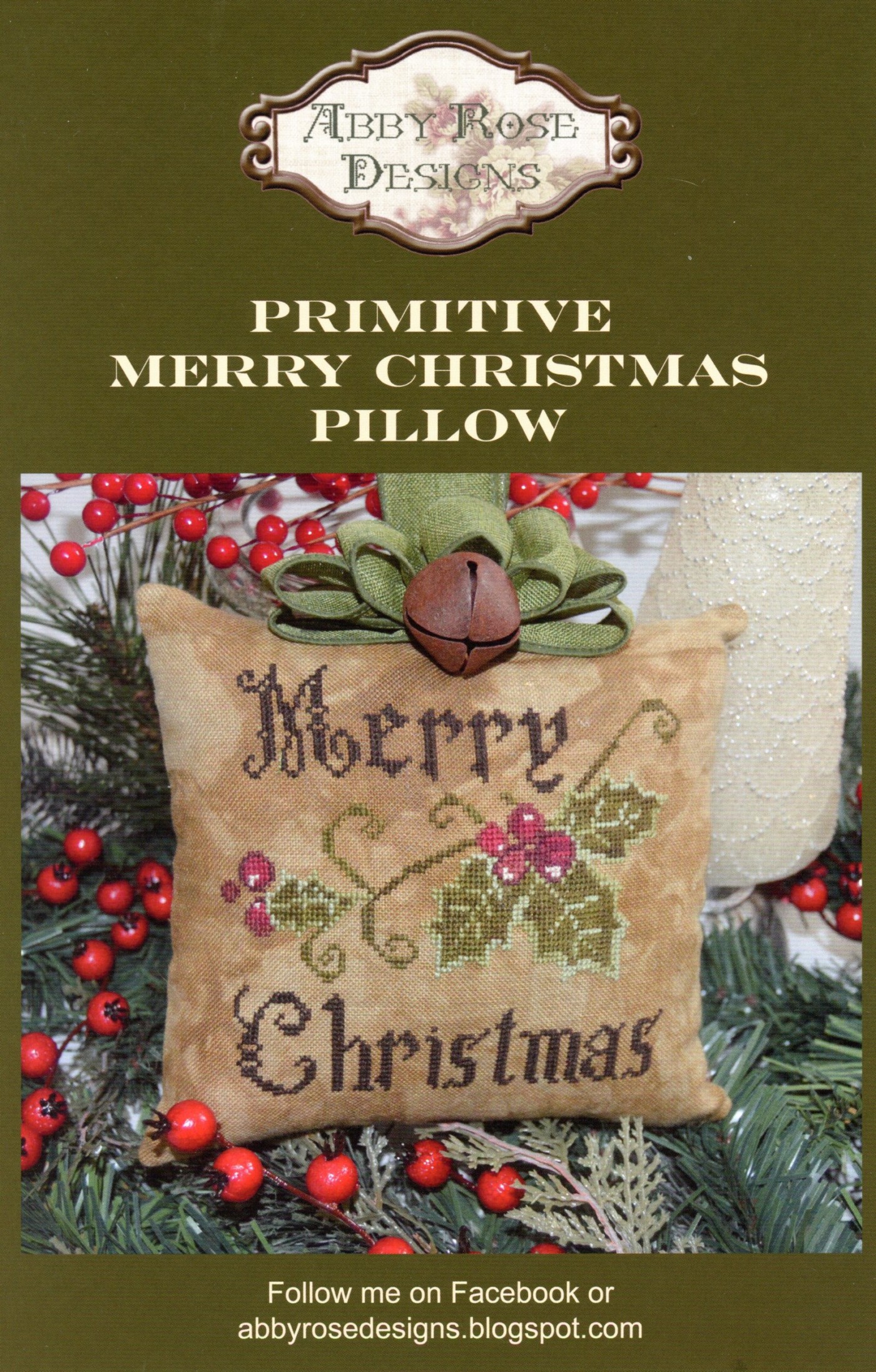 Primitive Merry Christmas Cross Stitch Pillow Pattern Embroidery ...