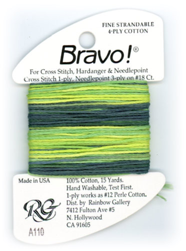 Bravo! Strandable 4 ply cotton floss / A110 Leafy Green