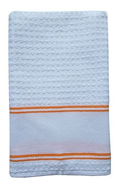 Nancy Kitchen Towels, with 14ct stitching area / Double Orange Stripe