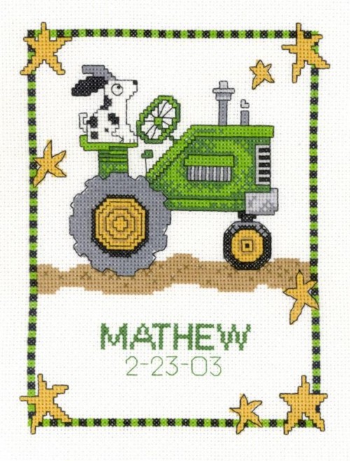 Tractor Birth Cross Stitch Pattern