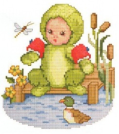 Frog Baby Counted Cross Stitch Pattern