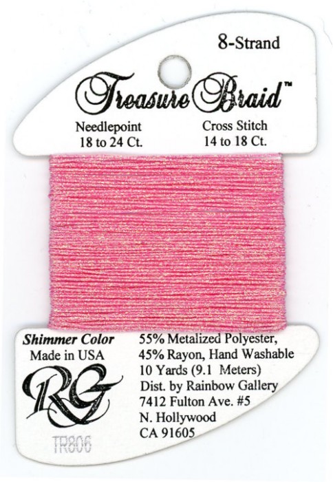 Rainbow Gallery Treasure Braid Size #8 / TR806 Pink Shimmer
