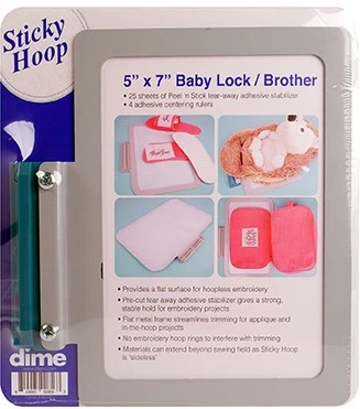 Sticky Hoop - Babylock /Brother / LS1 5" x 7" with 25 Peel 'n Stick Sheets and 4 adhesive rulers