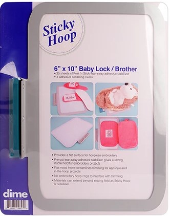Sticky Hoop - Babylock /Brother / LS8 6" x 10", w/ 25 sheets of Peel 'n Stick and 4 adhesive rulers