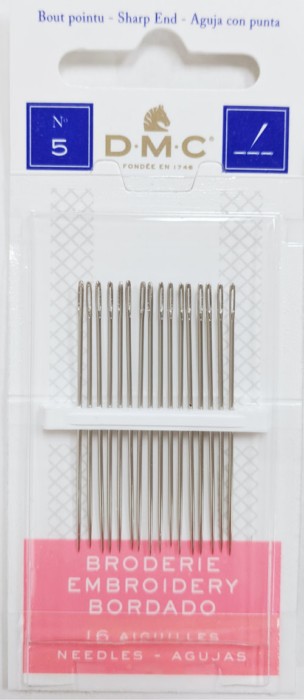 DMC Hand Embroidery Needles / Size 5, 16 Needles