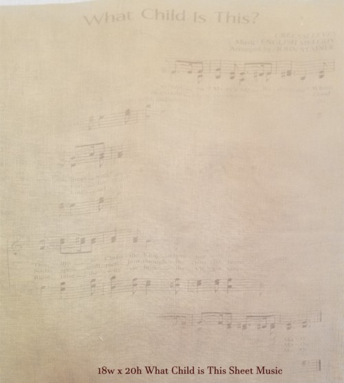 28ct What Child Is This Sheet Music Printed Linen / 18w x 20h