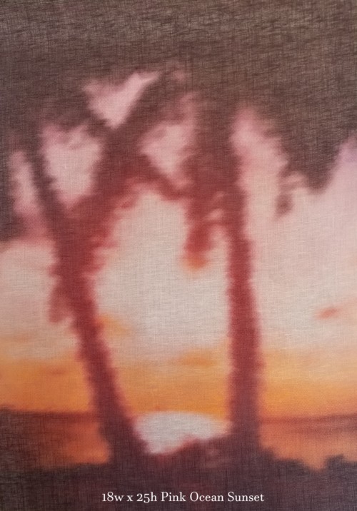28ct Pink Ocean Sunset Printed Linen / 18w x 25h