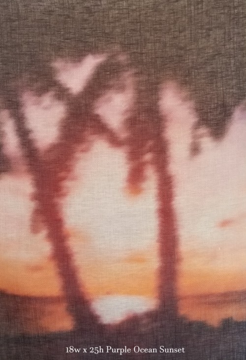 28ct Purple Ocean Sunset Printed Linen / 18w x 25h