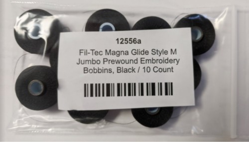 Fil-Tec Magna Glide Style M Jumbo Prewound Embroidery Bobbins, Black / 10 Count