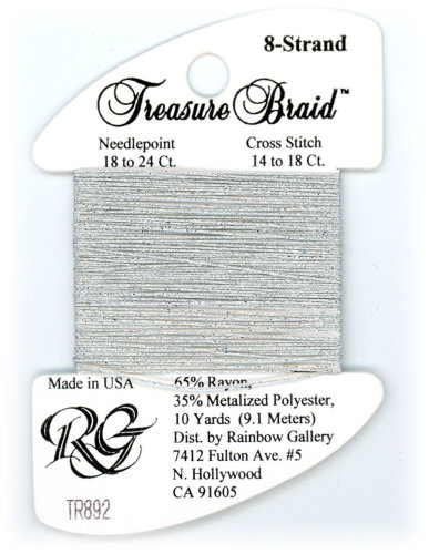 Rainbow Gallery Treasure Braid Size #8 / TR892 Silver Sparkle