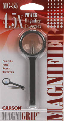 Carson 4.5X MagniGrip Lighted Tweezers : lighted fine point