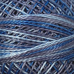 Valdani Variegated Pearl Cotton Ball Size 8, 73yd / M68 Blue Clouds