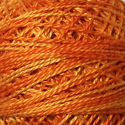 Valdani Variegated Pearl Cotton Ball Size 8, 73yd / O244 Love of Life Oranges