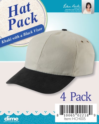 Hat Pack / 4 Hats: Khaki with black visor