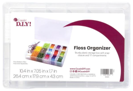 Embroidery Floss Organizer Box - 17 Compartments with 100 Hard Plastic Floss Bob