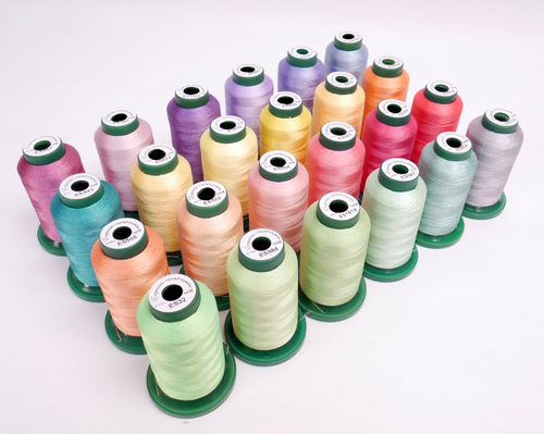 24 spools of springtime colors in Exquisite polyester thread