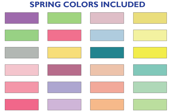 Springtime colors included