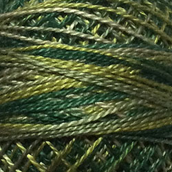 Valdani Variegated Pearl Cotton Ball Size 12, 109yd / M19 Olives
