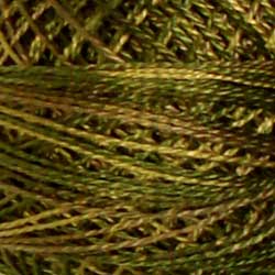 Valdani Variegated Pearl Cotton Ball Size 12, 109yd / P2 Olive Green