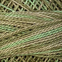 Valdani Variegated Pearl Cotton Ball Size 8, 73yd / O559 Watery Weed
