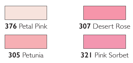 376 Petal Pink 305 Petunia 307 Desert Rose 321 Pink Sorbet