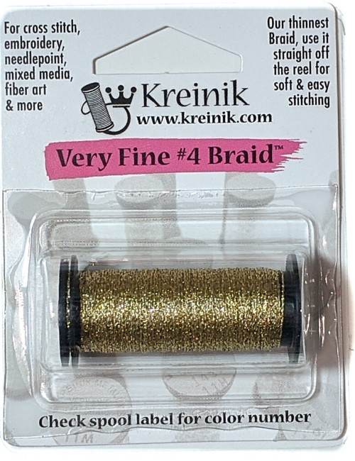 Kreinik Metallic Very Fine #4 Braid / 002 Gold