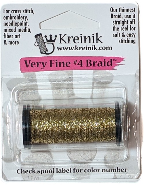 Kreinik Metallic Very Fine #4 Braid / 002HL Gold High Lustre