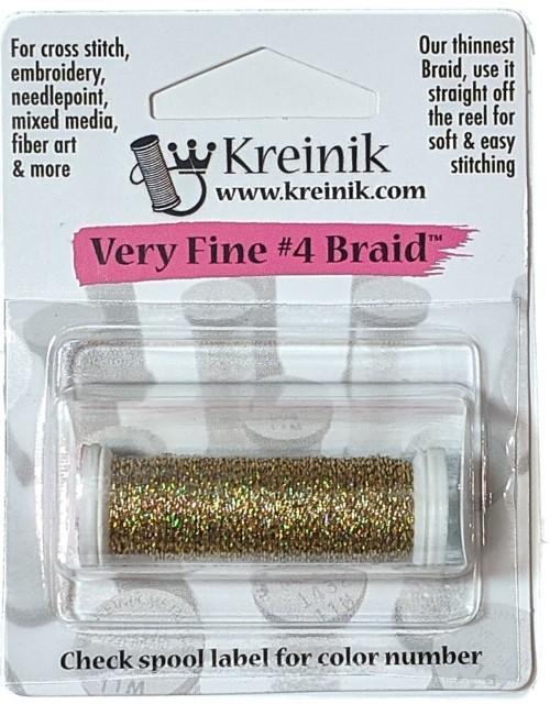 Kreinik Metallic Very Fine #4 Braid / 002L Chromo Gold