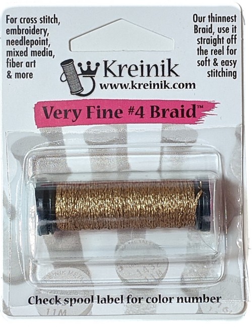 Kreinik Metallic Very Fine #4 Braid / 002V Vintage Gold