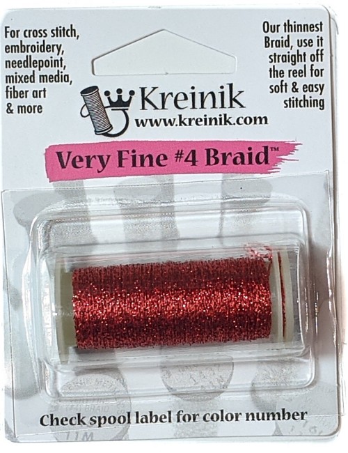 Kreinik Metallic Very Fine #4 Braid / 003 Red