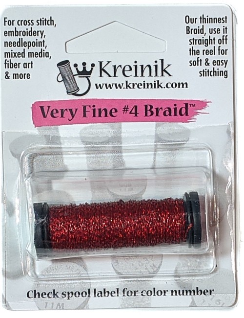 Kreinik Metallic Very Fine #4 Braid / 003L Robot Red