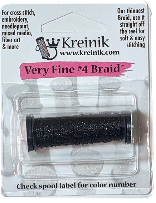 Kreinik Metallic Very Fine #4 Braid / 005 Black