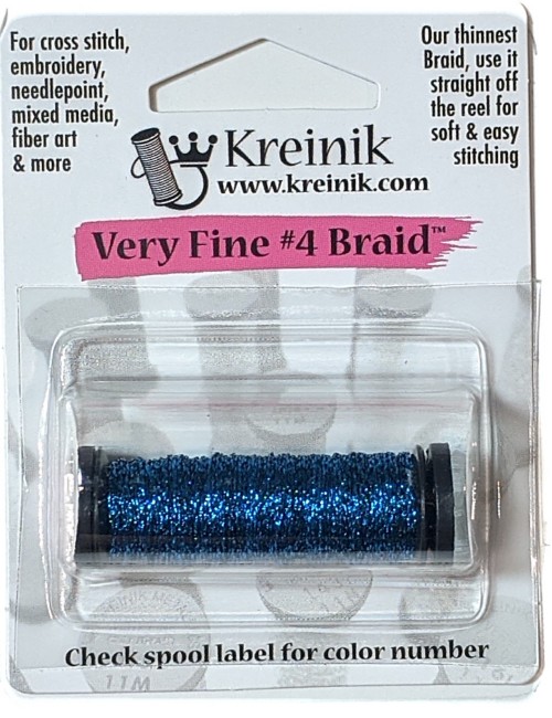 Kreinik Metallic Very Fine #4 Braid / 006HL Blue High Lustre