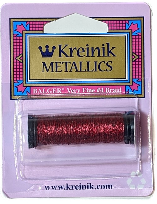 Kreinik Metallic Very Fine #4 Braid / 003V Vintage Red