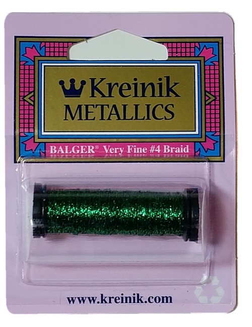 Kreinik Metallic Very Fine #4 Braid / 008HL Green High Lustre 
